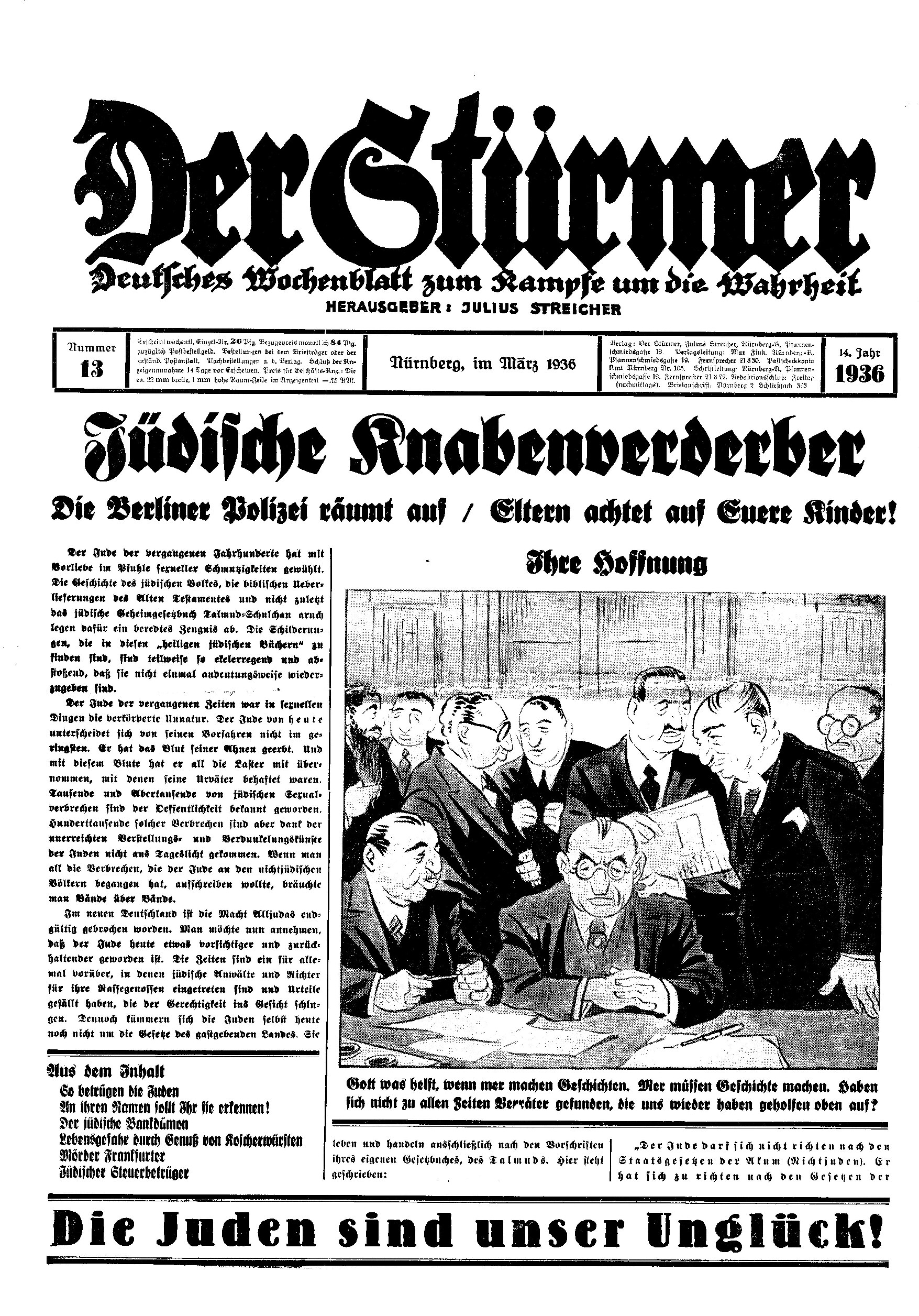 Der Stürmer - 1936 Nr. 13 - Jüdische Knabenverderber