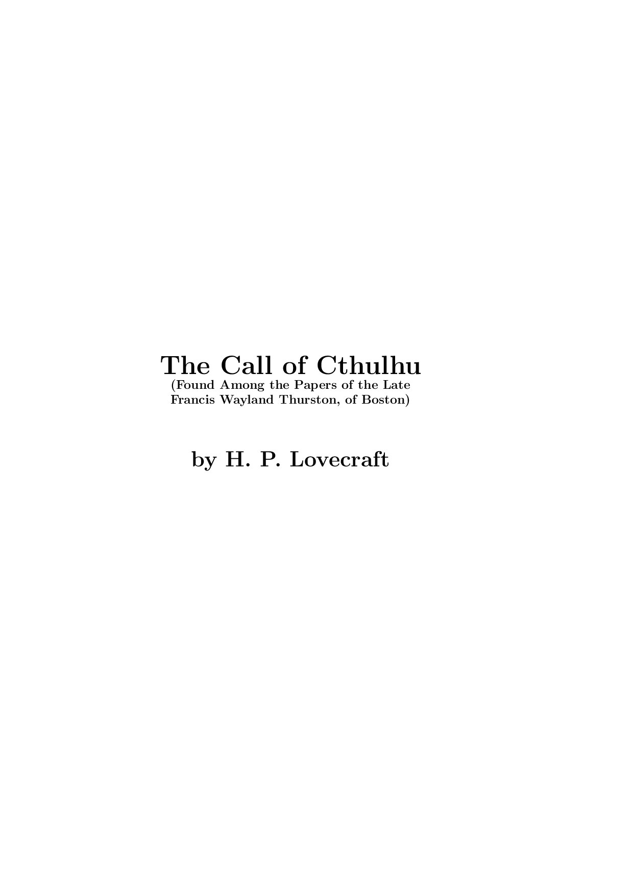 The Call of Cthulhu