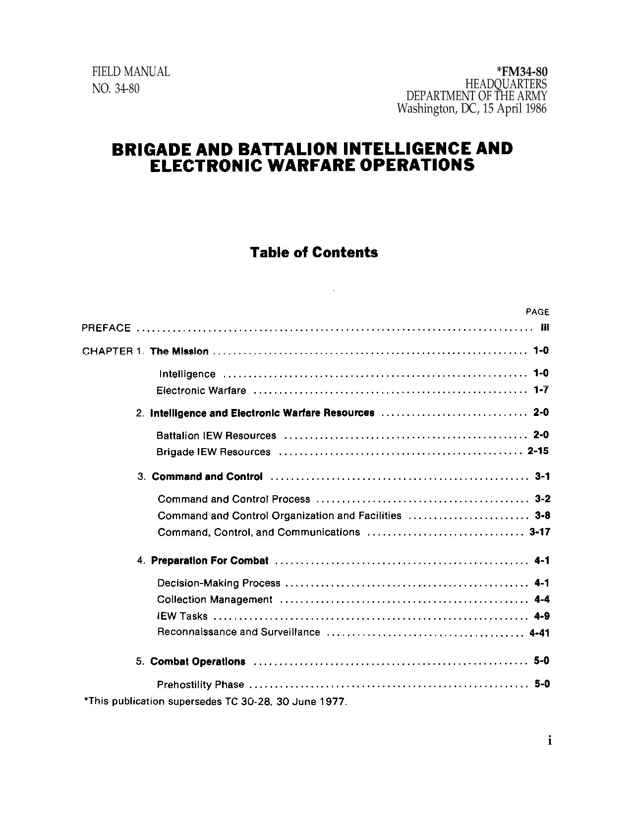 Brigade and Battalion Intelligence and Electronic Warfare Operations